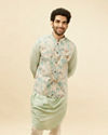 Light Beige Floral Printed Kurta Jacket Set